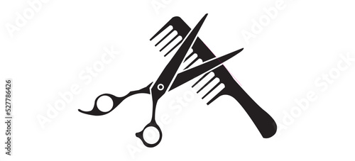 Scissor and Comb Barbershop Icon Vector Logo Template Illustration Design. Vector drawing