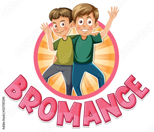Cute cartoon character with bromance icon