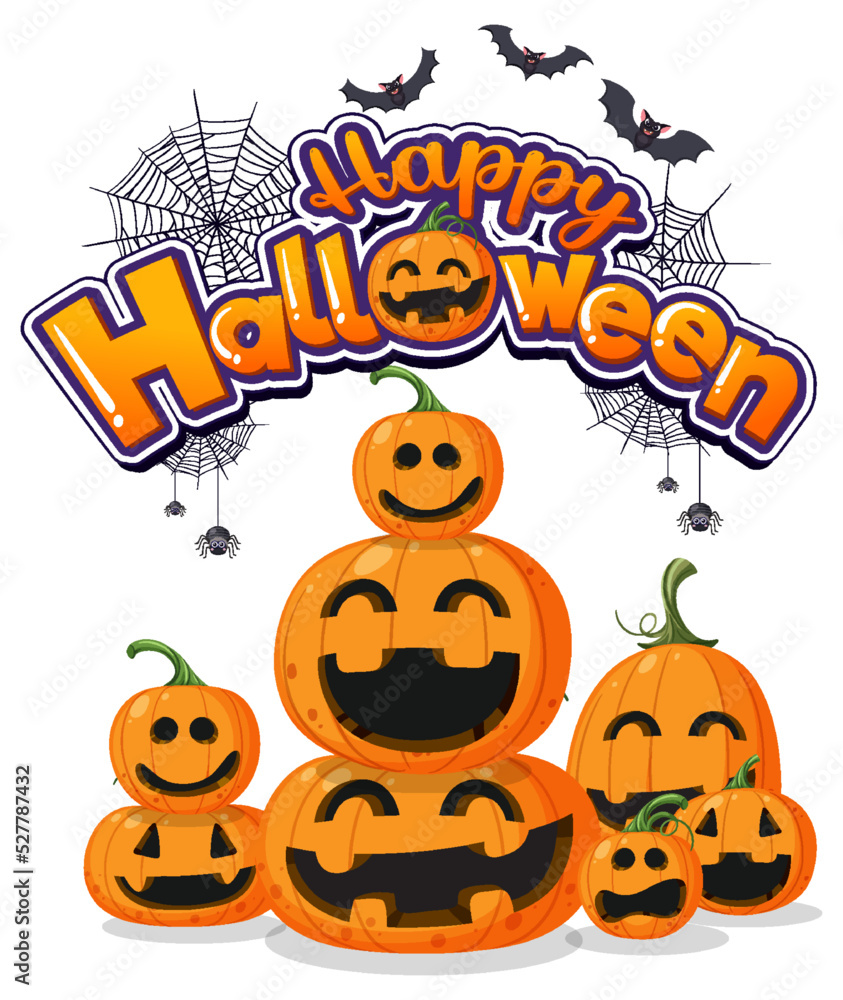 Happy Halloween Text Logo Cartoon Concept