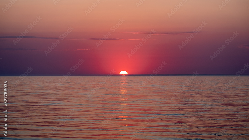 Obraz premium Panorama of beautiful sunset on baltic sea. Latvia