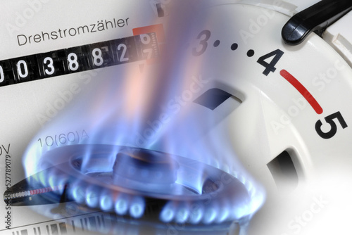 Fototapeta Gas und Gasheizung mit Thermostat