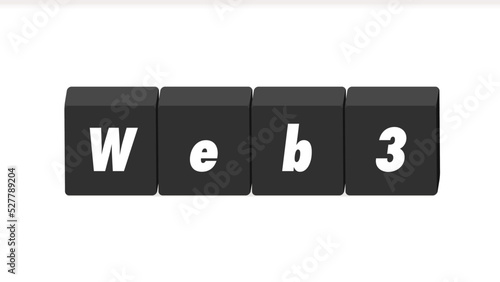  Web3の文字が入った黒いブロックのイラスト - シンプルなWeb3.0の文字素材
