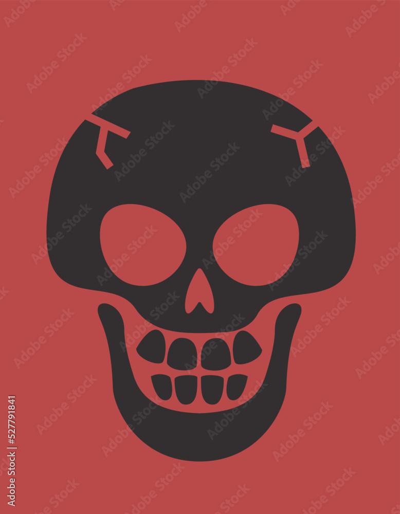 Scary skull in black flat style. Halloween design element. Scary skull in black flat style. Halloween design element.