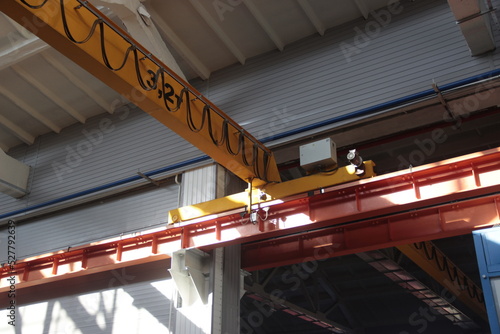 Rail and movable beam of a steerable crane