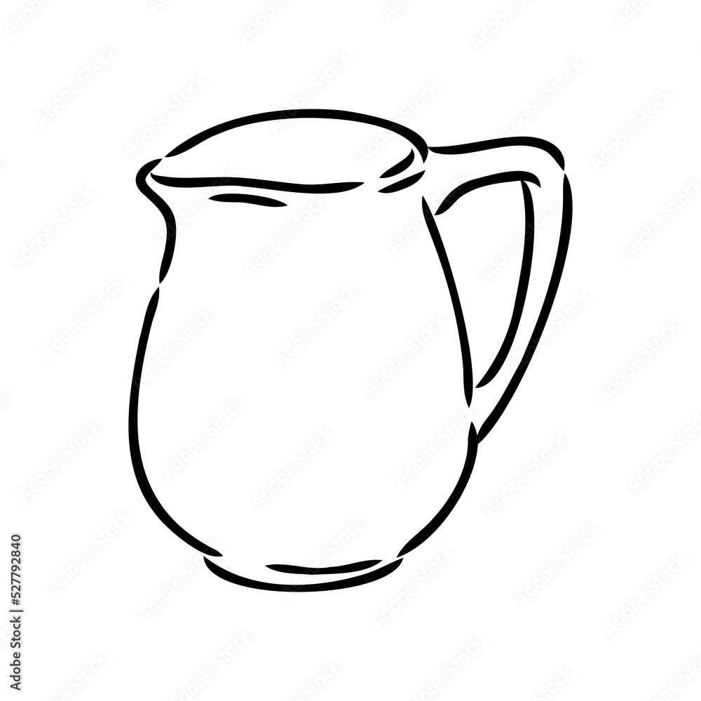 Creamer jug hand drawn vector illustration isolated on white background Creamer jug hand drawn vector illustration isolated on white background