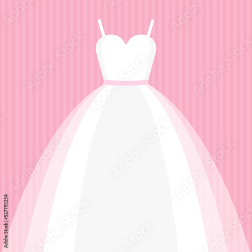 Wedding dress. White dress on a pink background. 