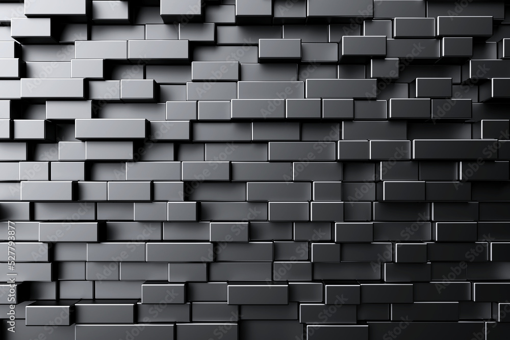 Luxurious black background. Black random mosaic decoration. Cubic backdrop. 3d geometric illustration. Glossy square shapes. Architectural abstraction. Interior concept. 3d rendering. Luxurious black background. Black random mosaic decoration. Cubic backdrop. 3d geometric illustration. Glossy square shapes. Architectural abstraction. Interior concept. 3d rendering.