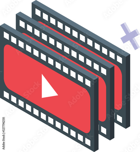 Video content icon isometric vector. Social media. Web market photo