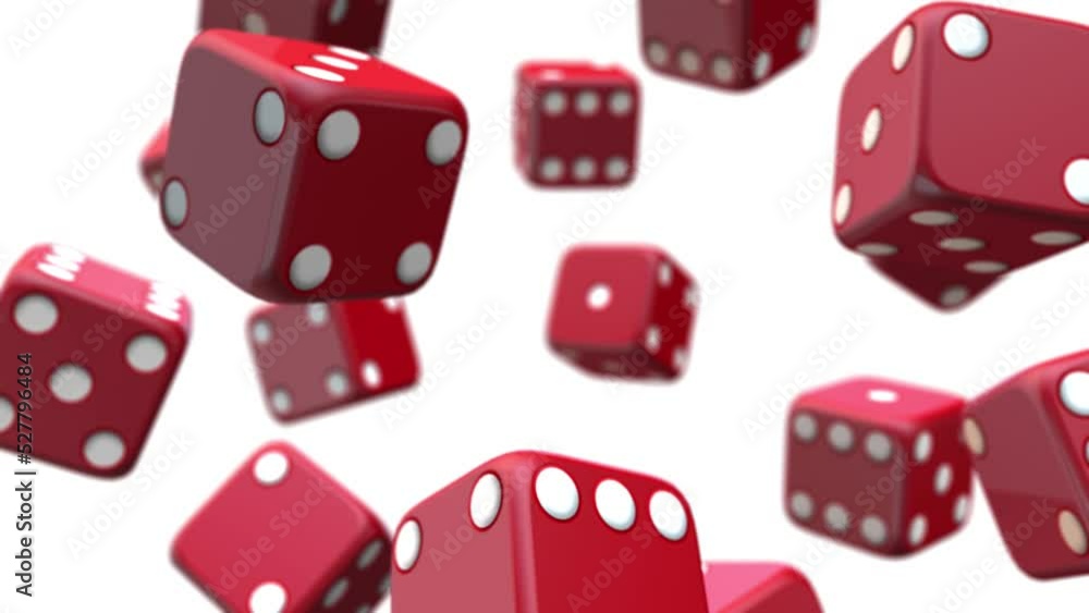 red dices swirling - 3d animation on white background red dices swirling - 3d animation on white background