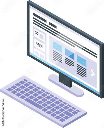 Pc content plan icon isometric vector. Business media. Social strategy