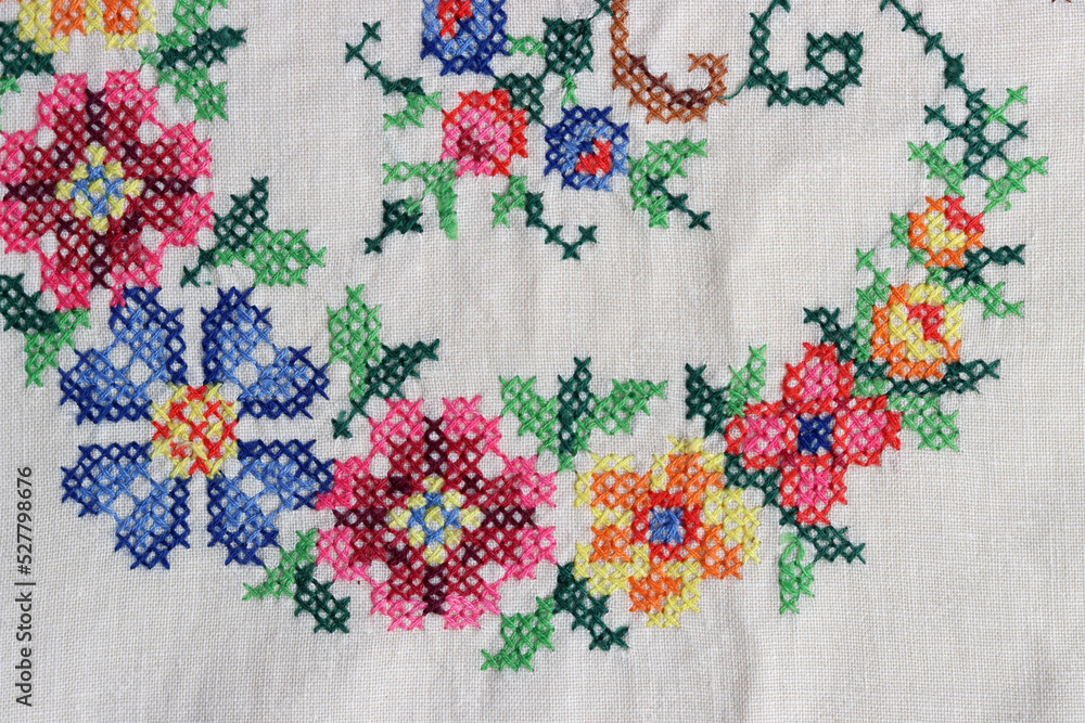 Table Cover Floral Pattern with Panel Stich and Tassles