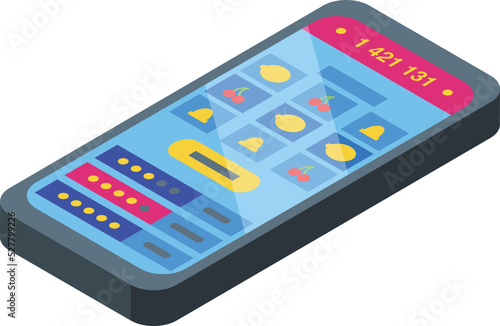 Smartphone sweepstake icon isometric vector. Lucky draw. Raffle lottery