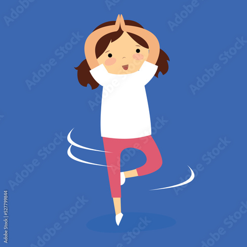 girl spinning on a blue background