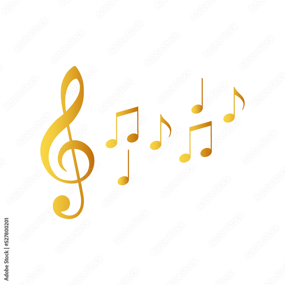 Golden music notes icon. Treble clef. Vector illustration. Golden music notes icon. Treble clef. Vector illustration.