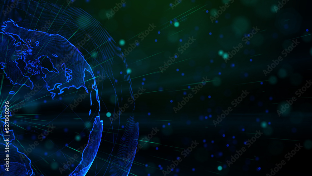 Digital blue planet of Earth, 3D animation Digital blue planet of Earth, 3D animation