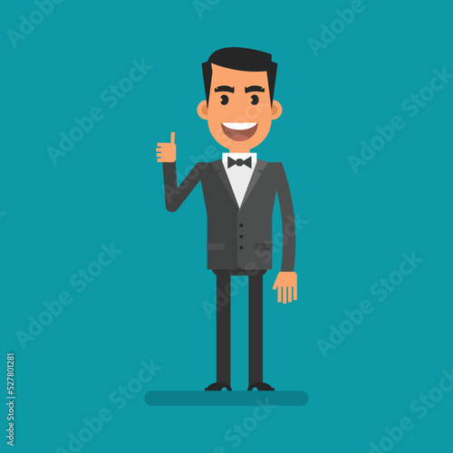 Waiter showing thumbs up and smiling