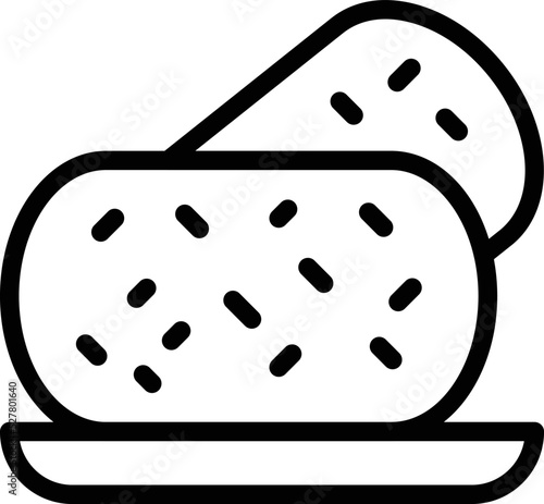 Quadro em tela Meat croquette icon outline vector. Fried potato. Pork tempura