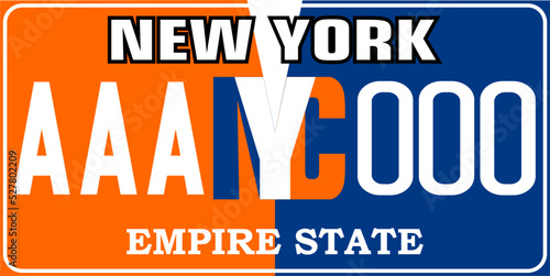 Vehicle license plates marking in New York in United States of America, Car plates. Vehicle license numbers of different American states. Vintage print for tee shirt graphics,sticker and poster