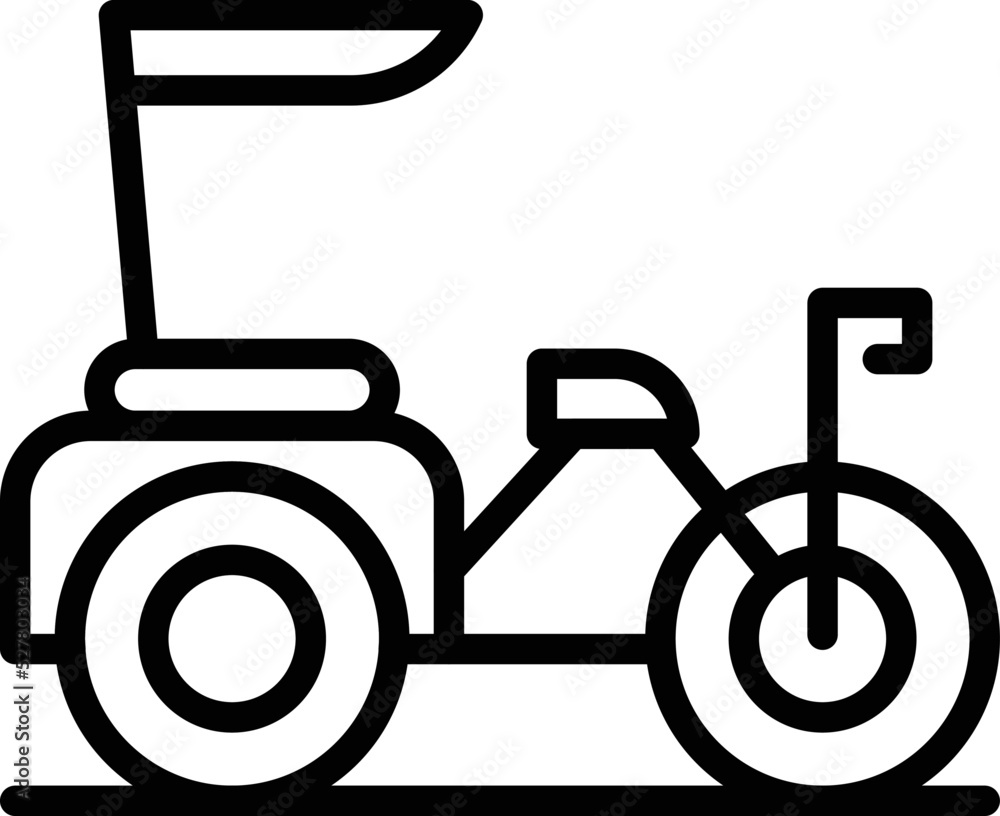 Carriage bike icon outline vector. Old trishaw. Asian tuk
