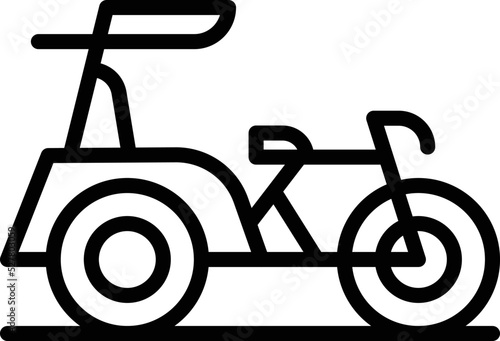 Carriage trishaw icon outline vector. Indian bike. Ancient tuk