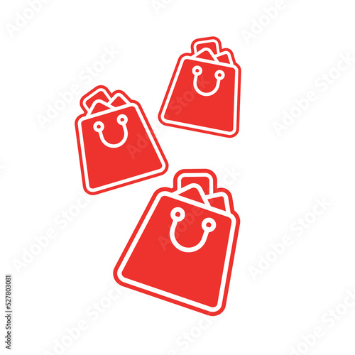 Illustration of three red shopping baskets isolated separately on white background