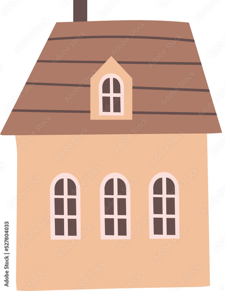 Small tiny house hand drawn illustration. Cute home. Paper cut style. Flat design. Small tiny house hand drawn illustration. Cute home. Paper cut style. Flat design.