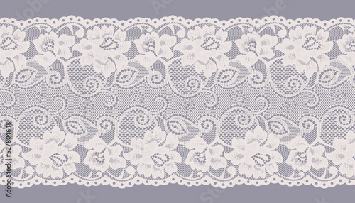 Wide Lace Ribbon Trim with Flower.