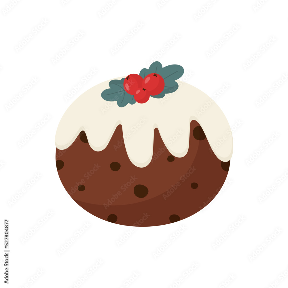 Christmas pudding. Vector illustration a white background. For card, posters, banners, printing on the pack, printing on clothes, fabric, wallpaper. Christmas pudding. Vector illustration a white background. For card, posters, banners, printing on the pack, printing on clothes, fabric, wallpaper.