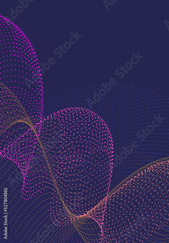 Abstract purple background with wavy lines in pink and yellow
