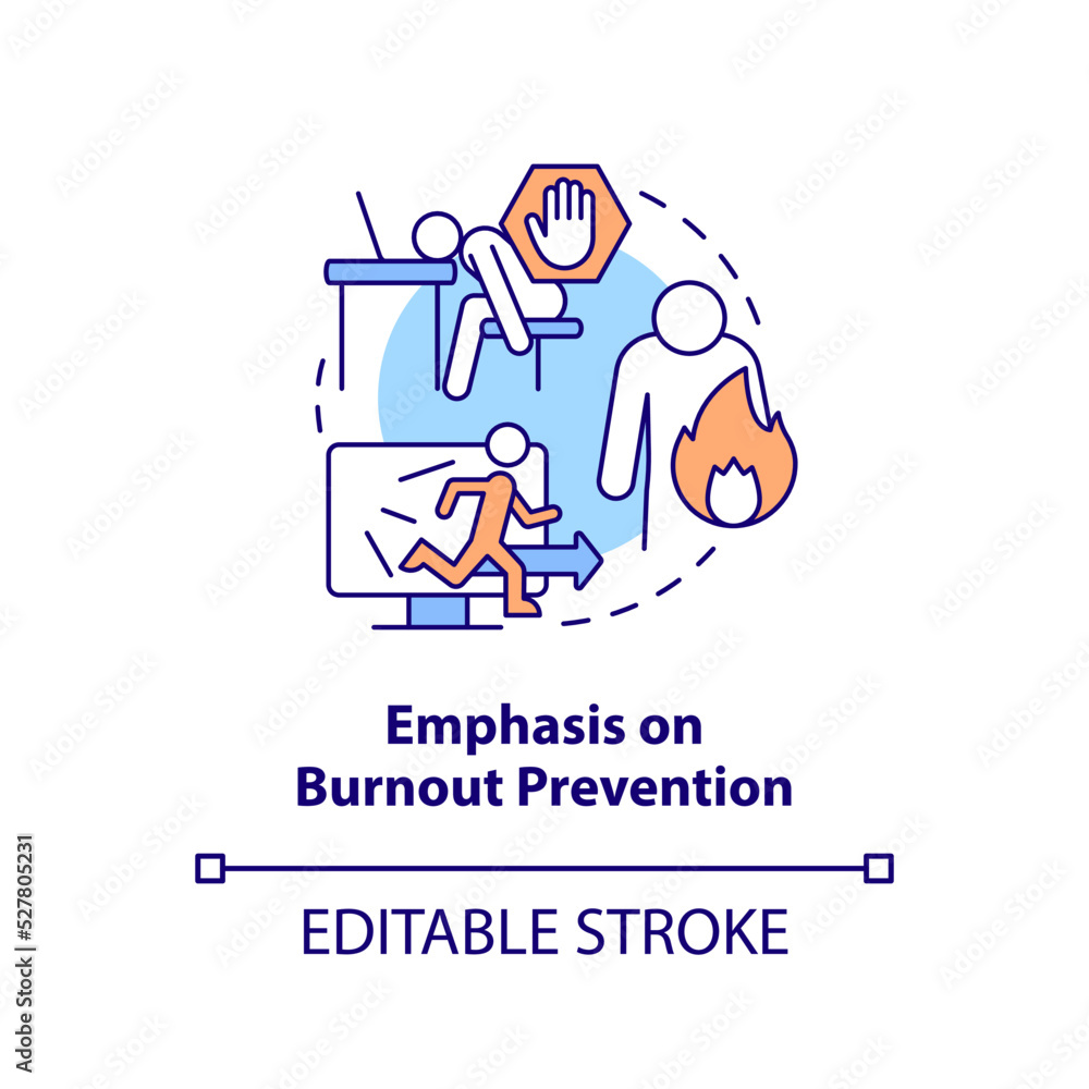 Emphasis on burnout prevention concept icon. Overload. Social media trend abstract idea thin line illustration. Isolated outline drawing. Editable stroke. Arial, Myriad Pro-Bold fonts used