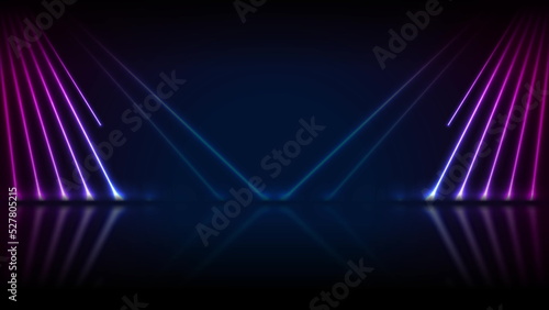 Blue ultraviolet neon laser rays technology background