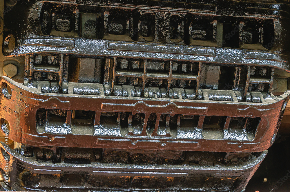 The only copy of the German super-heavy tank. Giant breakthrough tank with big armor. Outdated tracked military equipment. The caterpillar of a heavy tank. The only copy of the German super-heavy tank. Giant breakthrough tank with big armor. Outdated tracked military equipment. The caterpillar of a heavy tank.