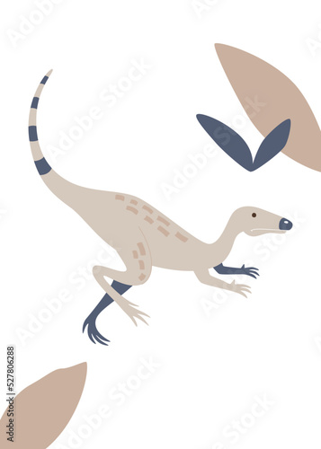 Cute childish poster or c with an illustration of a funny dinosaur. Vector print on a t-shirt with an animal