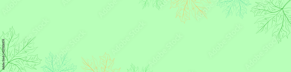 Fototapeta premium Autumn background with contour leaves for the site header. Vector light green background for the beginning of autumn
