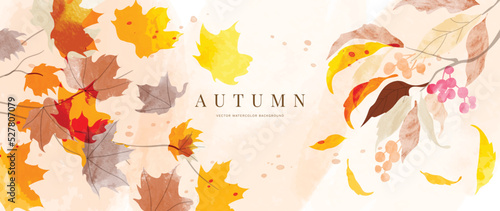Foto Autumn foliage in watercolor vector background