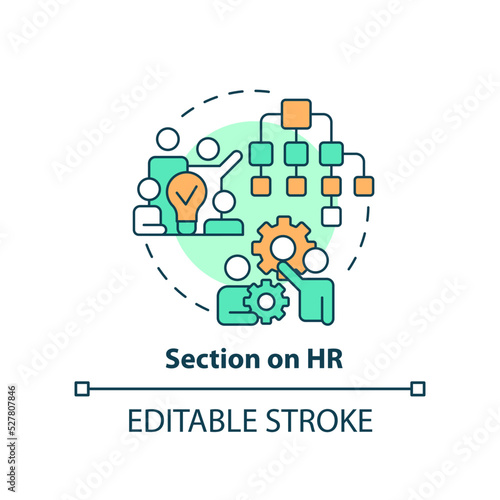 Section on HR concept icon. Team building. Advantage of business planning abstract idea thin line illustration. Isolated outline drawing. Editable stroke. Arial, Myriad Pro-Bold fonts used © bsd studio