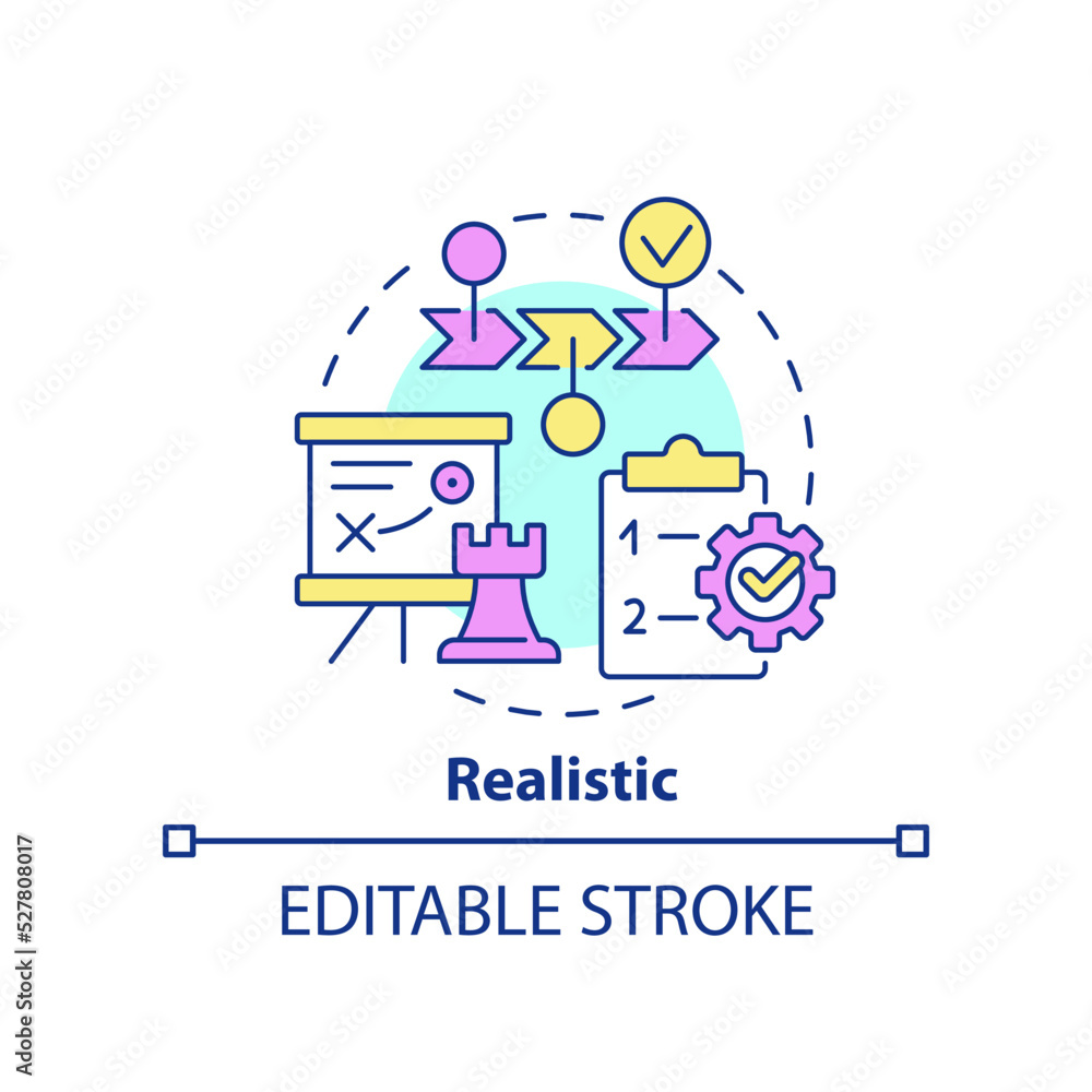 Fototapeta premium Realistic concept icon. Adequate vision. Key element of business plan abstract idea thin line illustration. Isolated outline drawing. Editable stroke. Arial, Myriad Pro-Bold fonts used