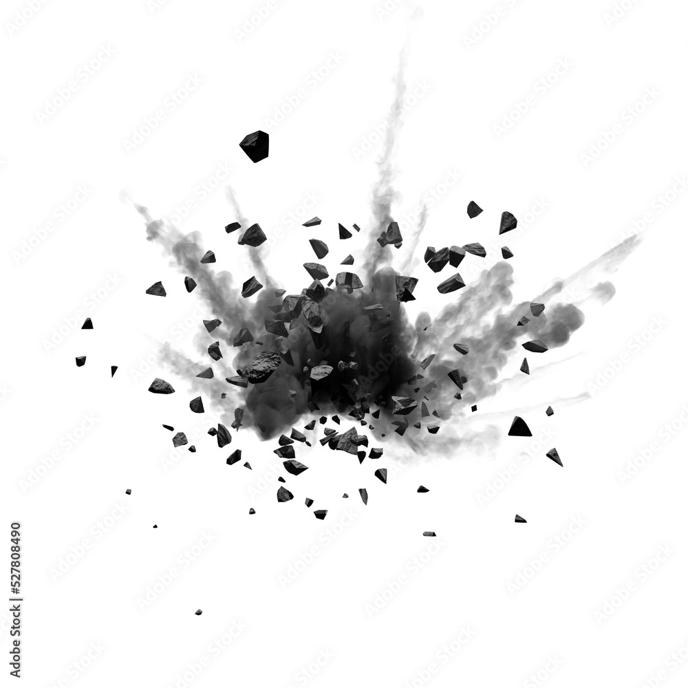 Exploding Debris and Rubble Bomb Blast Overlay, Transparent Background PNG
 - obrazy, fototapety, plakaty 