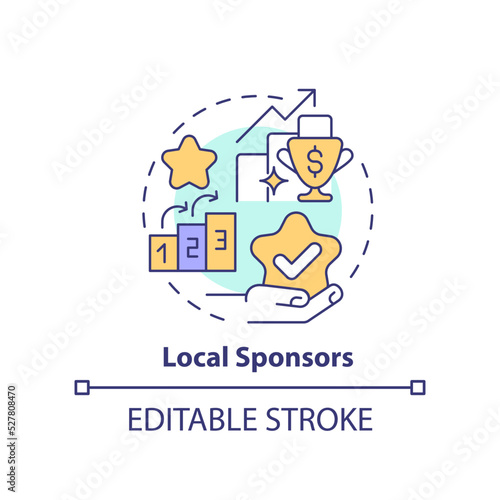 Local sponsors concept icon. Managers motivation. Important success factor abstract idea thin line illustration. Isolated outline drawing. Editable stroke. Arial, Myriad Pro-Bold fonts used