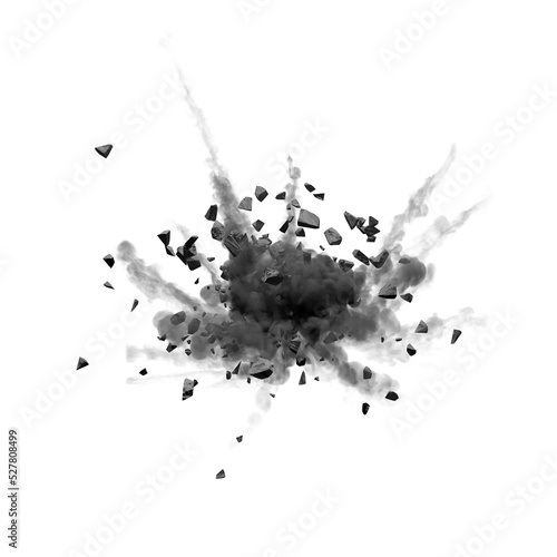 Exploding Debris and Rubble Bomb Blast Overlay, Transparent Background PNG
 photo