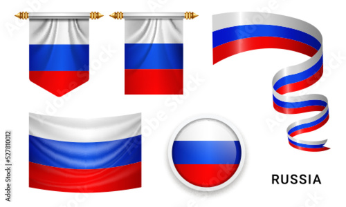 Various Russia flags set isolated