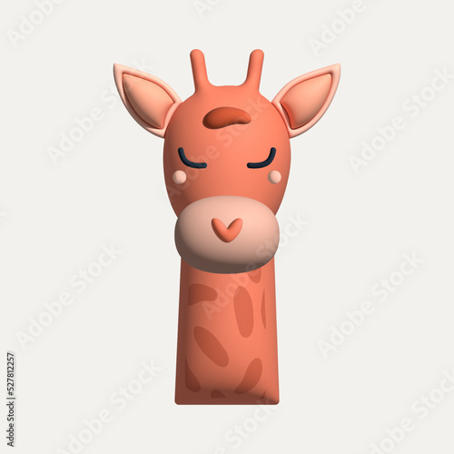 3d illustration of a cute giraffe character. Orange giraffe render