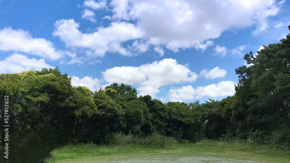 公園の青空に白い雲 公園の青空に白い雲