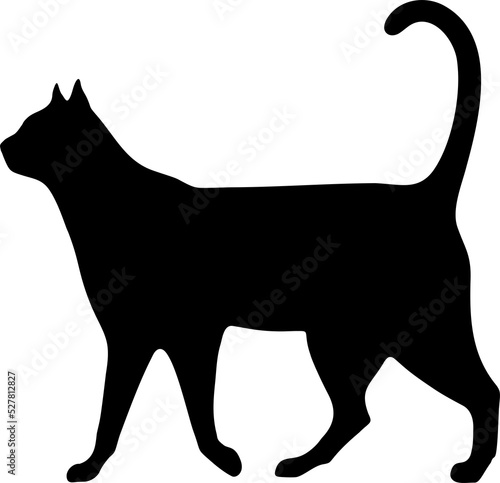 Cat walking Black Shape Silhouette movement isolated element on transparent background  - 1 