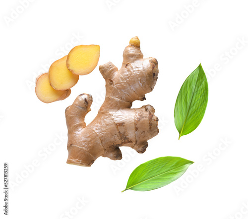 Fotografia Ginger with leaves Isolated on transparent png