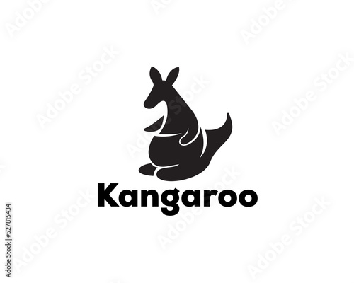 stand flat fun kangaroo logo symbol design template illustration