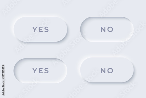 Neumorphism button design set. Toggle switcher vector illustration.