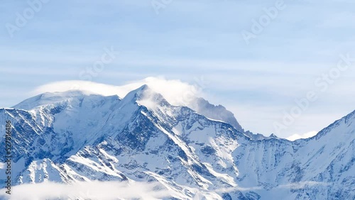 Overview of the mountain in French Alps Mont Blanc massif