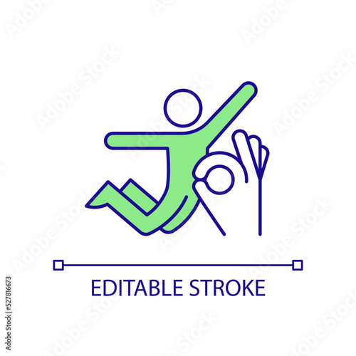 Maintaining physical and emotional wellness RGB color icon. Practicing mental wellbeing. Staying healthy. Isolated vector illustration. Simple filled line drawing. Editable stroke. Arial font used