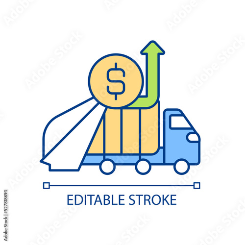 Waste collection business profitability RGB color icon. Potential growth opportunity. Recycling for profit. Isolated vector illustration. Simple filled line drawing. Editable stroke. Arial font used